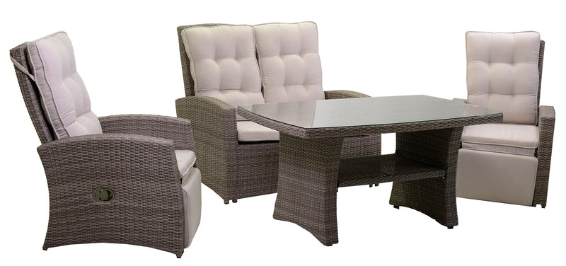 Set Salotto da Giardino Divano 2 Posti in Polyrattan Atlanta Grigio