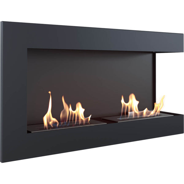 sconto Cheminée Bioéthanol Encastrable 90x48 cm Flig Tampa Noir Coin Droit
