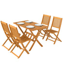 Set 5 Pezzi da Pranzo per Giardino Tavolo e 4 Sedie Pieghevoli in Legno di Acacia Naturale      
