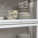 Vetrina a 4 Ripiani con Ante a Battente 59x30x139 cm in Legno e Acrilico Bianco      