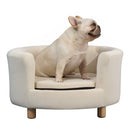 Cuccia Divano per Cani e Gatti 65x64x37cm Cuscino Rimovibile Crema 