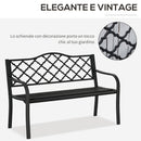 Panchina da Giardino 2 Posti 128x58,5x89 cm in Acciaio e Ghisa Nero