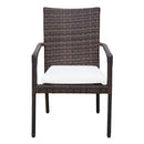 Set Tavolo e 6 Sedie da giardino in Rattan Sintetico e Vetro Marrone 