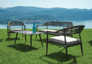 Set Salotto da Giardino Divano 2 Poltrone e Tavolino Milano In Alluminio Antracite con Cuscini Grigio Chiaro
