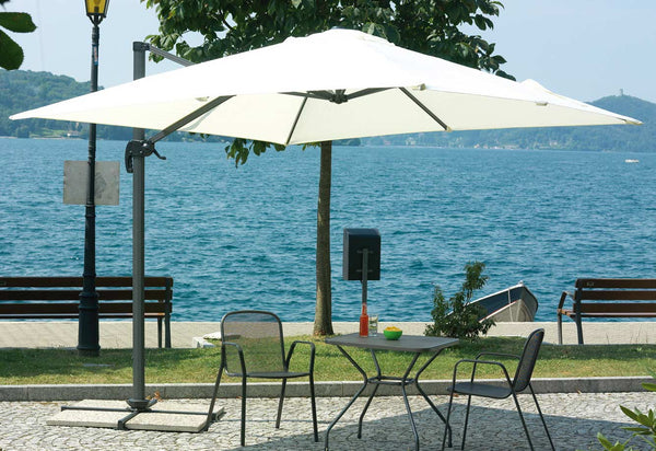 online Parasol de jardin aluminium déporté 3X3m avec manche Vorghini Anthracite et Ecru