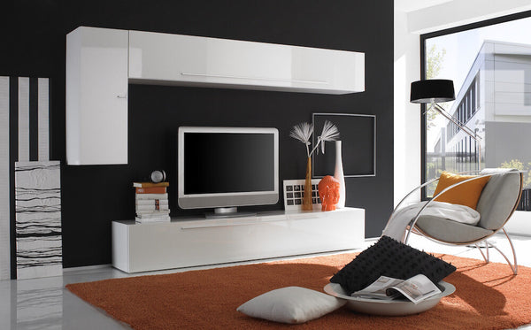 sconto Mobilier de salon mural équipé 3 meubles 244x36x170cm TFT Primo blanc brillant