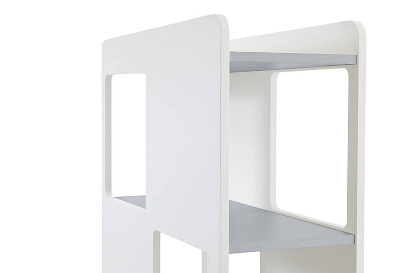 Libreria 8 Fori 78x32x160cm in MDF TFT  Oblò Bianco Opaco e Grigio Chiaro