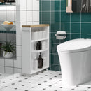 Mobiletto a Colonna da Bagno Portaoggetti 50x13x67,5 cm con Ruote in Legno  Bianco