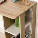 Scrivania Moderna in Legno con Scaffale a 3 Ripiani 100x44x74 cm in Truciolato Bianco e Quercia