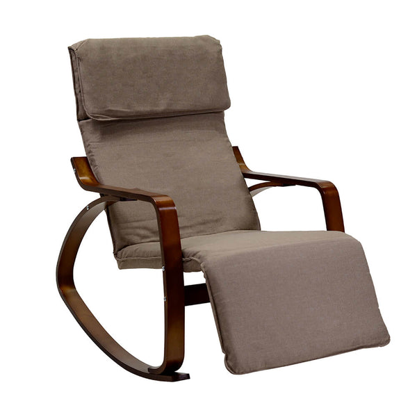Rocking Chair en tissu et bois avec coussin et repose-pieds 67x130xH95cm Adami Crème prezzo