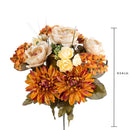 Bouquet Artificiale Composta da Rose e Dalie Altezza 34 cm Arancio
