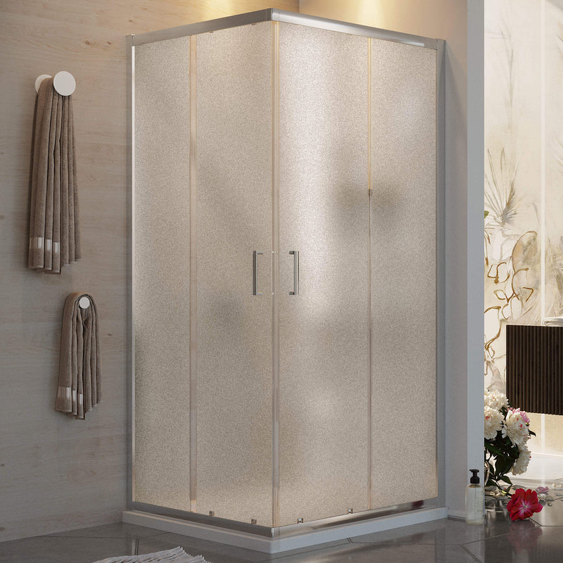 Box Doccia Angolare 2 Ante Scorrevoli in Cristallo Opaco 6mm H198 Fosterberg Dragor Varie Misure