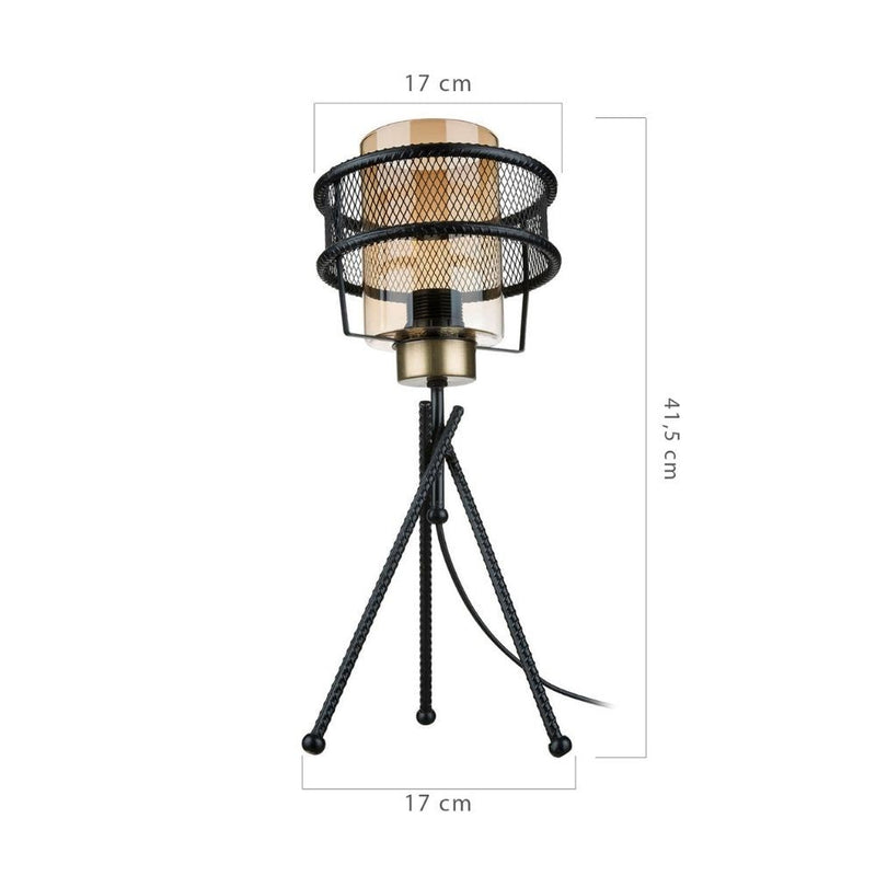 Lampada da tavolo Grande  in ferro intrecciato paralume vetro