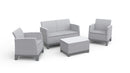 Set Salotto da Giardino 4 Pezzi Divano Poltrone e Tavolino Contenitore Keter Scandi Forma Effetto Juta Grigio Chiaro 