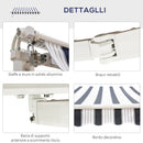 Tenda da Sole Avvolgibile a Parete Manuale a Righe Blu e bianco 2.5x2m 