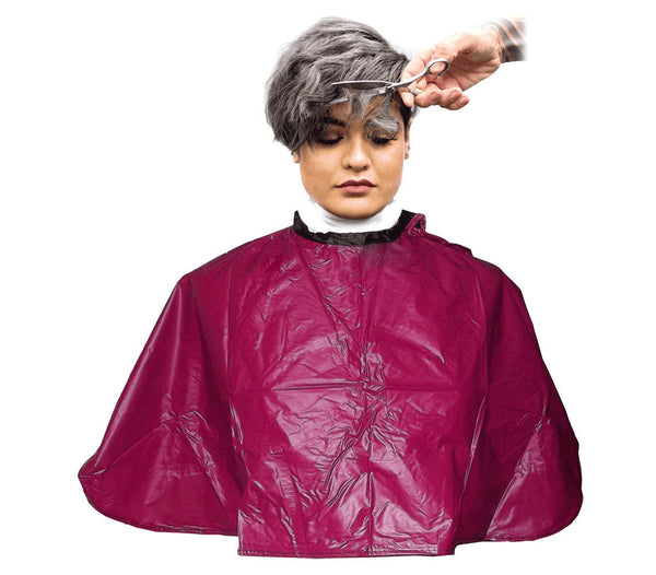 online Cape de coiffure courte 91x68 cm bordeaux en pvc pour coupe et coloration