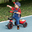 Triciclo per Bambini 2-5 Anni Bicicletta per Bambini con Seduta Regolabile Cestino e Parafango 80x48x63 cm in Acciaio e PP Rosso      