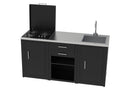 Mobile Cucina Lavello da Esterno 60,7x60,7x94 cm Vasca Ampia con Rubinetto e Tagliere in Acciaio Inox Nero      