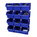Set 12 Contenitori a Bocca di Lupo 28x42,5x26 cm in Plastica max 50 kg Blu 