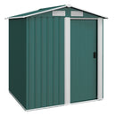 Casetta Box Da Giardino 152x132x188 cm con Tetto Inclinato e 4 Prese d'Aria in Acciaio Verde  