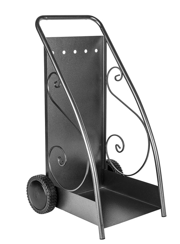 Porta Legna Design Classico con Ruote 47,7x50x90 cm in Ferro Verniciato Grigio Martellato sconto