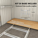 Capanno Attrezzi 1.5x2m con Base Porta Scorrevole e Tetto Inclinato in Metallo Grigio Chiaro      