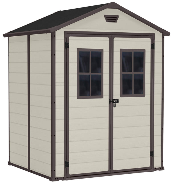 Abri de jardin pour outils 185x152x226 cm avec 2 fenêtres en résine Keter Manor 6x5 Beige acquista