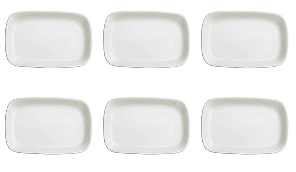 sconto Set de 6 Plateaux Snack Rectangulaires 13x9x1,5 cm en Porcelaine Allluminique Kaleidos Aluxina Bianchi