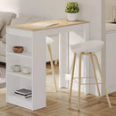 Tavolo Consolle Alto da Bar con 3 Ripiani Bianco e Quercia Penisola Cucina