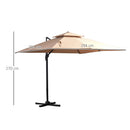 Ombrellone da Giardino 2,94x2,94m in Alluminio e Poliestere Cachi