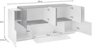 Credenza 7 Ante 200x45x86 cm New Coro Bianco Lucido e Ardesia