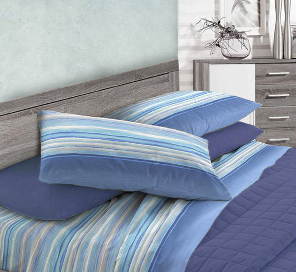 Ensemble de draps en coton dessus et dessous et taies d'oreiller bleu clair Cober Malida différentes tailles prezzo