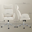 Sedia Ufficio Girevole 65x75x115-123 cm con Poggiatesta e Funzione Dondolo in Bouclé Grigio Chiaro-Bianco      