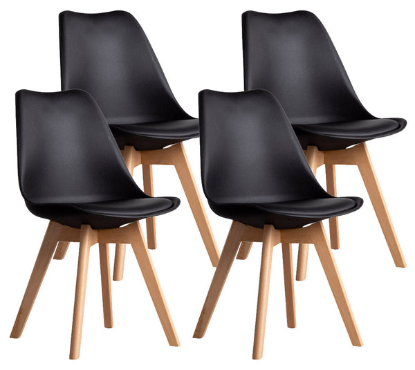 online Lot de 4 Chaises 83x49x43 cm en Simili Cuir Noir