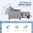Poltrona Letto Reclinabile con Cuscino Extra 69x82x85cm Grigio Chiaro  