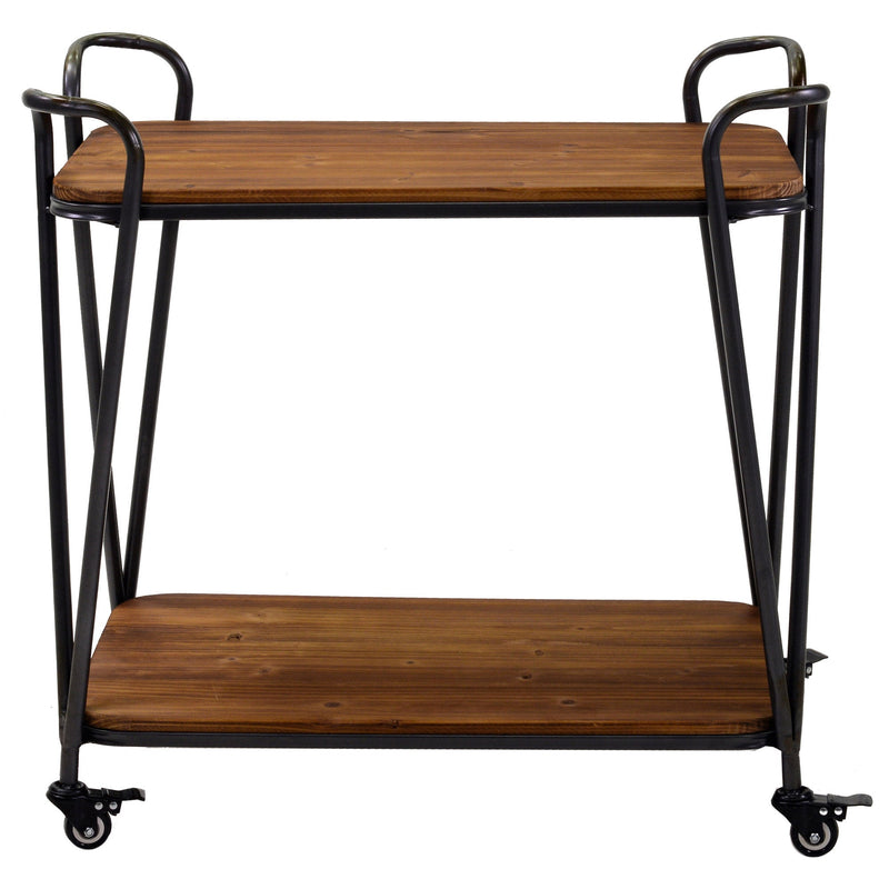 Carrello in Metallo 2 Ripiani in Legno