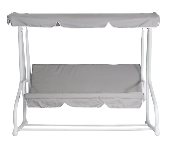 sconto Balançoire de jardin 3 places 200x125x166 cm en fer et polyester gris clair
