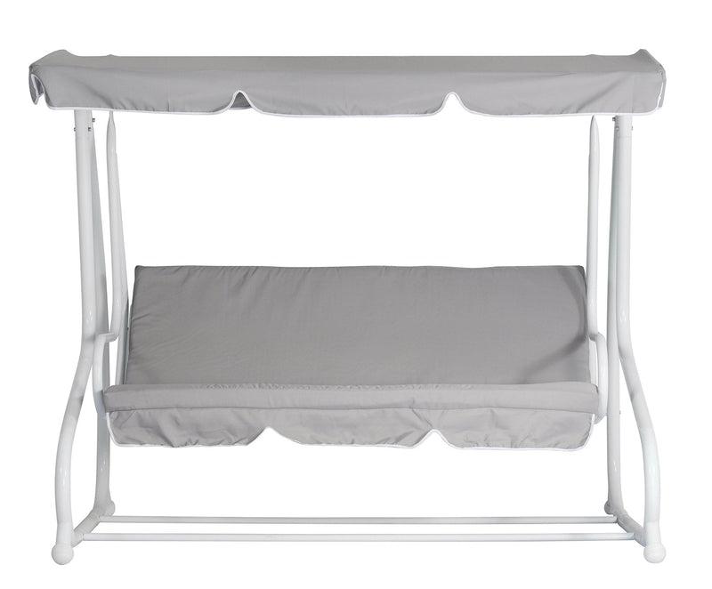 Dondolo 3 Posti da Giardino 200x125x166 cm in Ferro e Poliestere Grigio Chiaro