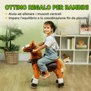 Cavallo a Dondolo per Bambini 3+ Anni 70x28x70 cm con Suoni Realistici e Pedale in Poliestere e PP Marrone      