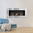 Camino a Bioetanolo da Parete 150x70x22 cm Keira Nero e Acciaio