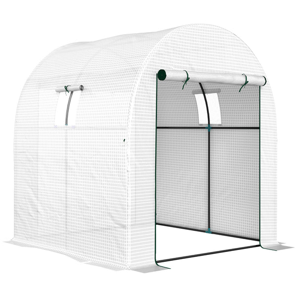 Serra a Tunnel per Orto 1,8x1,8x2 m con Porte Avvolgibili e Finestre in Acciaio e PE Anti UV Bianca acquista