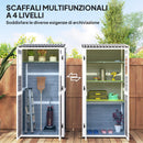 Armadio Porta Attrezzi da Esterno 91x69x185-192H cm Tetto inclinato in Plastica in Legno Grigio  