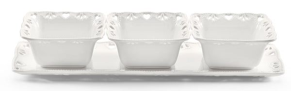 Plateau de Service Apéritif et 3 Tasses en Porcelaine Blanche Kaleidos Juliet acquista