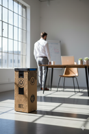 Pattumiera Per Raccolta Rifiuti 28x28xh70 cm in Cartone Con Stampa Grafica Carta Beige