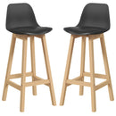 Set 2 Sgabelli da Bar 39x41x96 cm Gambe in Legno e Cuscino in Similpelle Nero