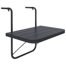 Tavolino da Balcone Pieghevole e Regolabile, in Alluminio e Legno Composito, 60x40x55-64 cm, Nero      