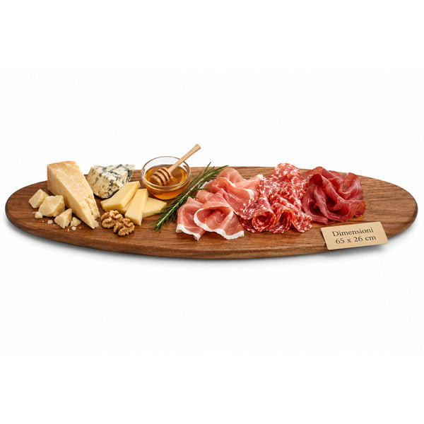 acquista Vassoio Tagliere da Portata Ovale per Aperitivi 65x26 cm in Legno