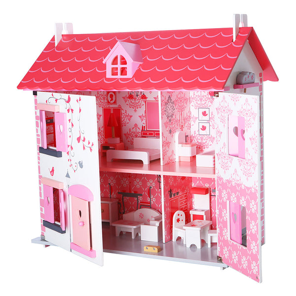 Maison Cottage pour Poupées en Bois 2 étages avec Mobilier sconto