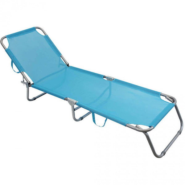 prezzo Transat de jardin 188x55x24,5 h cm en textilène bleu