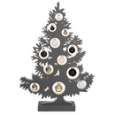 Albero di Natale in Legno 50 cm con Led e Palline Antracite